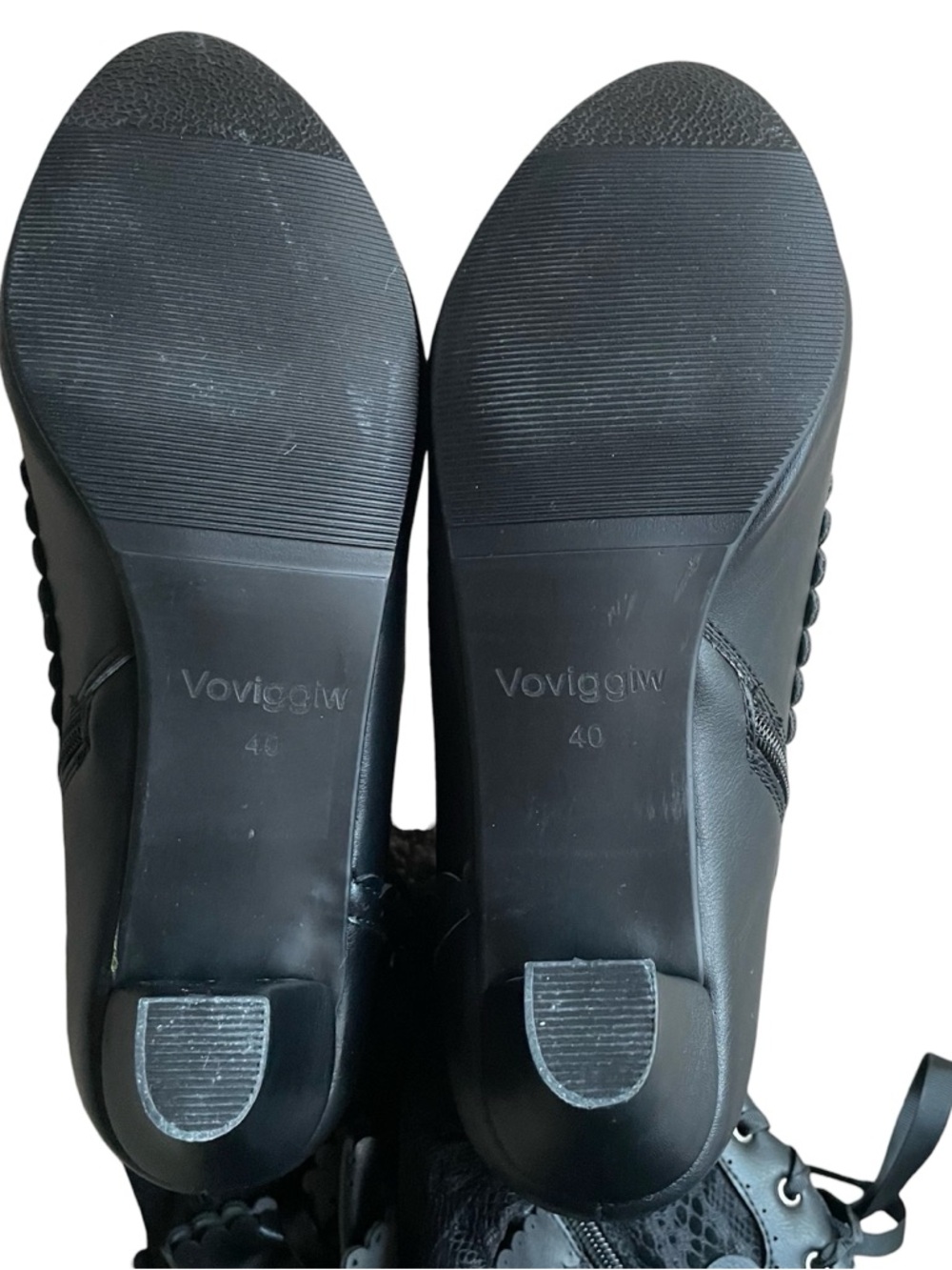 Black Lace Up Mid Heel Victorian Boots - Picture 6 of 7